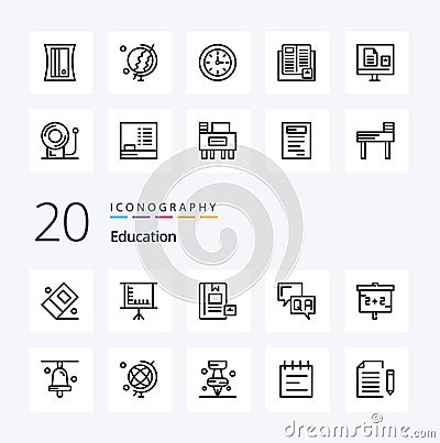 20 Education Line icon Pack like help book communication learning Vector Illustration