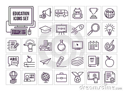 Education line icon set Vector Illustration