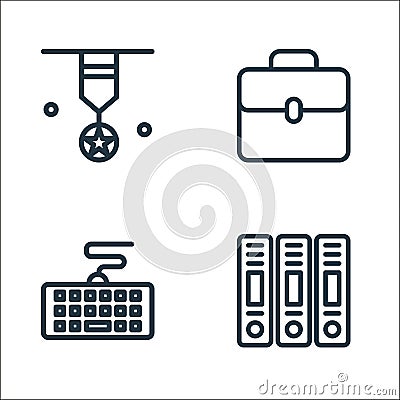 education line icons. linear set. quality vector line set such as documents, keyboard, briefcase Vector Illustration