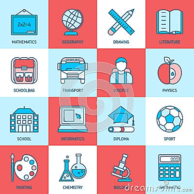 Education Linear Icons Vector Illustration