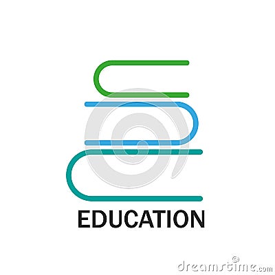 Education logo with books isolated on white background. Pupil library education as a science vector illustration concept icon Vector Illustration