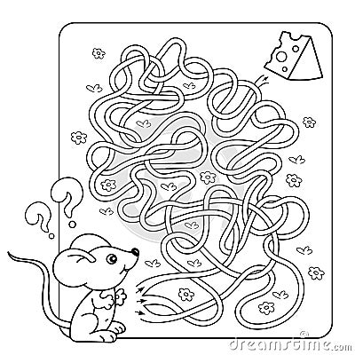 Education Maze or Labyrinth Game for Preschool Children. Puzzle. Tangled Road. Vector Illustration