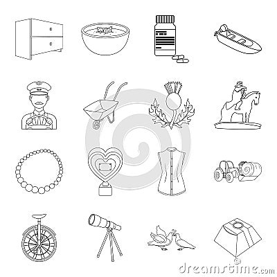 Education, medicine, fashion and other web icon in outline style.history, wedding, service icons in set collection. Vector Illustration