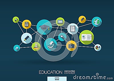Education network. background with integrate flat icons Vector Illustration