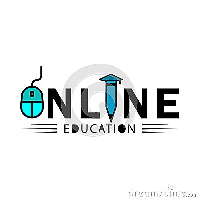 Education online flat icon with writ. Design vector Stock Photo