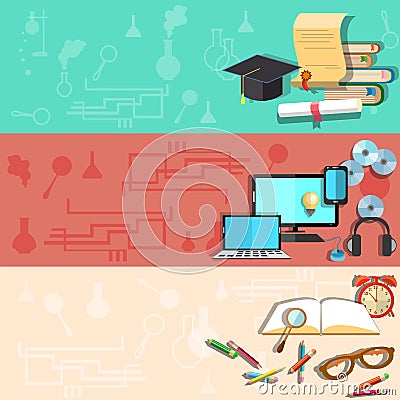 Education, online training, university, vector banners Vector Illustration