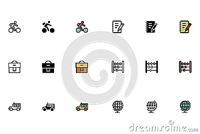 Education Outline, Filled and Colored Icons 2 Stock Photo