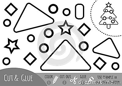 Education paper game for children, Christmas tree Vector Illustration