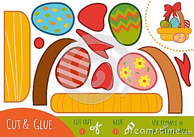 Education paper game for children, Easter basket Vector Illustration