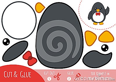 Education paper game for children, Penguin Vector Illustration