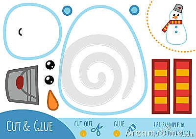 Education paper game for children, Snowman Vector Illustration