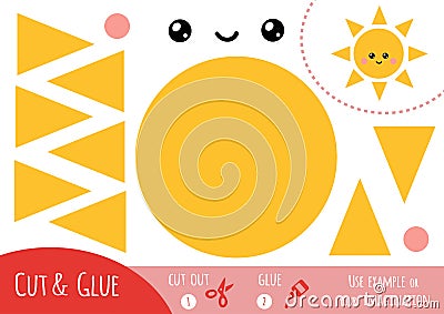 Education paper game for children, Sun Vector Illustration