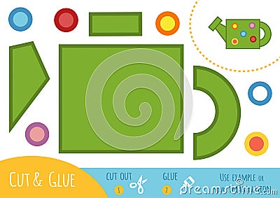 Education paper game for children, Watering can Vector Illustration