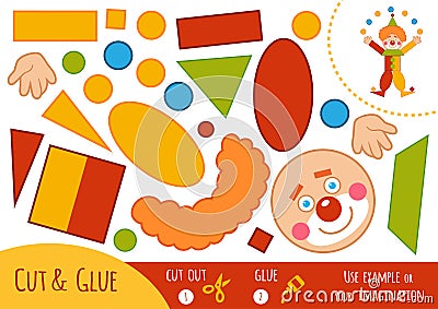 Education paper game, Clown. Use scissors and glue to create the image. Vector Illustration