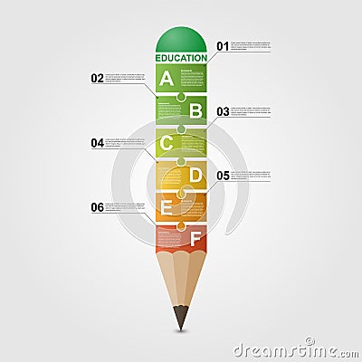 Education pencil Infographic design template. Vector Illustration