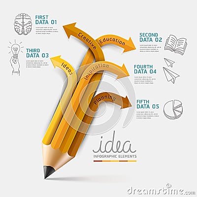 Education pencil Infographics step option. Vector Illustration