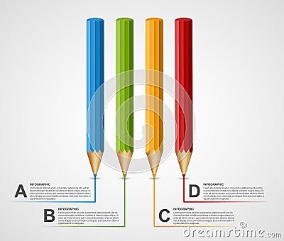 Education pencil option Infographics design template. Vector Illustration