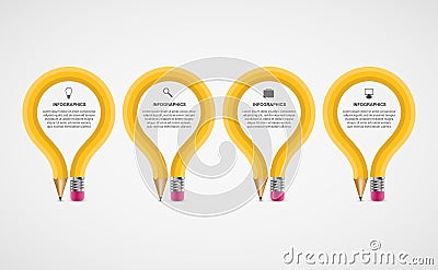 Education pencil option Infographics design template. Vector Illustration