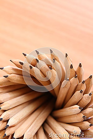 Education pencil wood art on wooden background concept. Stock Photo