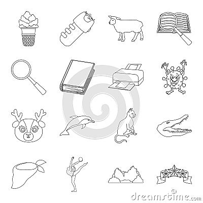 Education, protection, sport and other web icon in outline style. animal, medicine, library icons in set collection. Vector Illustration