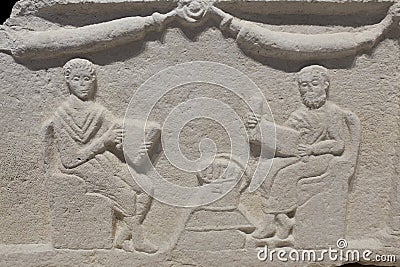 Education in Roman times. Master and disciple Editorial Stock Photo