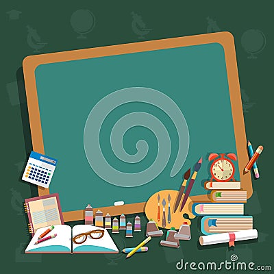 Education school board back to school textbooks notebooks Vector Illustration