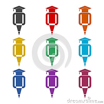 Education School icon isolated on white background. Set icons colorful Vector Illustration