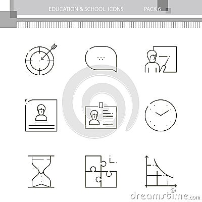 Education and School outline icon collection Vector Illustration