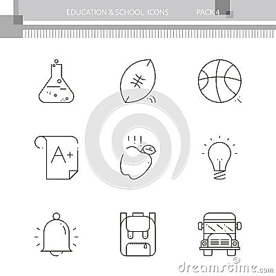 Education and School outline icon collection Vector Illustration
