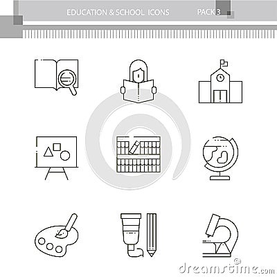 Education and School outline icon collection Vector Illustration