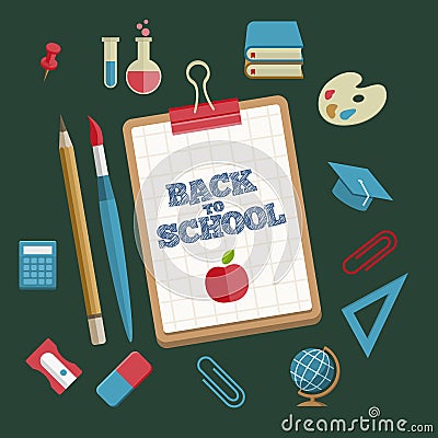 Education and School Supplies icon set Vector Illustration