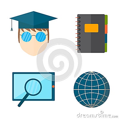 Education and school vector illustration web icon set college training graduate symbols. Vector Illustration