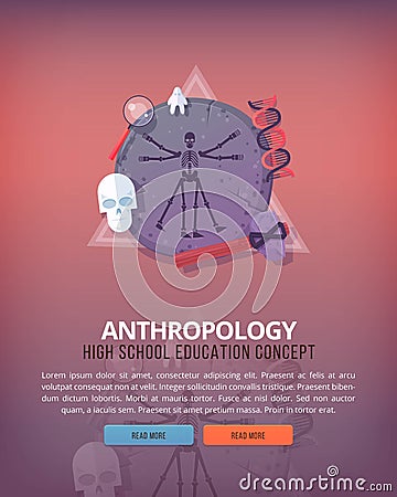 Education and science concept illustrations. Anthropology . Science of life and origin of species. Flat vector design Vector Illustration