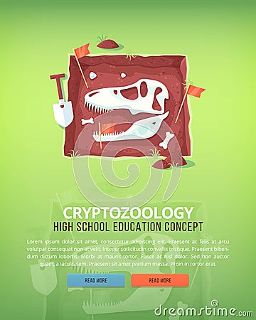 Education and science concept illustrations. Cryptozoology. Science of life and origin of species. Flat vector design Vector Illustration