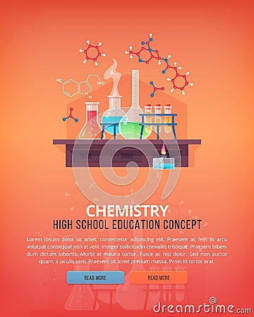 Education and science concept illustrations. Organic chemistry. Science of life and origin of species. Flat vector Vector Illustration