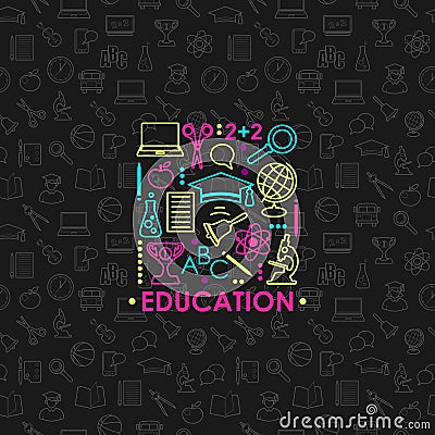 Education and science concept on seamless background Vector Illustration