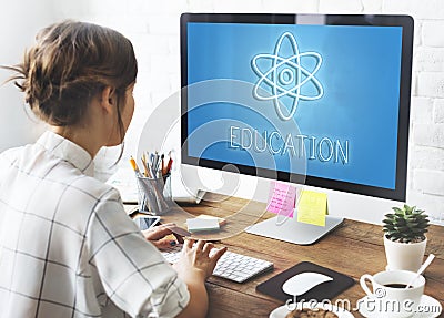 Education Science Physics Graphic Icons Concept Stock Photo