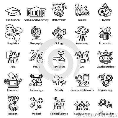 Education Study icons set Vector Illustration