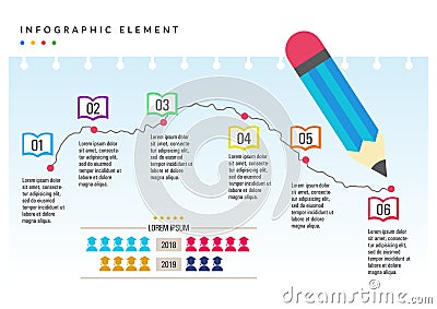 infographic element education flat color Vector Illustration