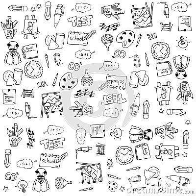 Education tools doodles on white backgrounds Vector Illustration
