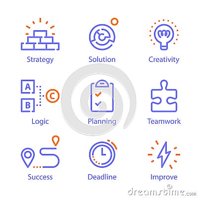 Education and training, problem solving, creative thinking, skills improvement Vector Illustration