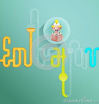 Education vector concept-kids reading for pleasure Vector Illustration