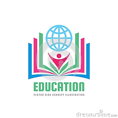 Education - vector logo template concept illustration in flat style design. Learning book sign. High school symbol. Vector Illustration