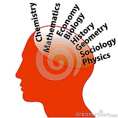Education Words in Man's Brain Vector Illustration