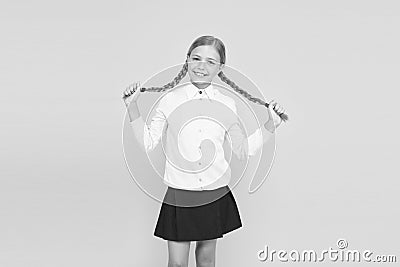 Educational activity. Homeschooling or visiting regular school. Efficiency of studying. Adorable schoolgirl. Schoolgirl Stock Photo