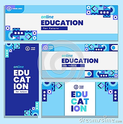 Educational banners Flat isometric vector illustration isolated on the background. Cartoon Illustration