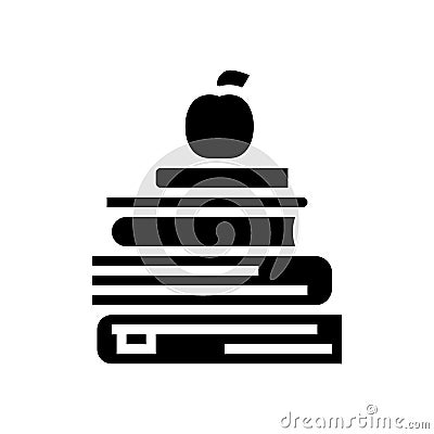 educational books and apple glyph icon vector illustration Cartoon Illustration