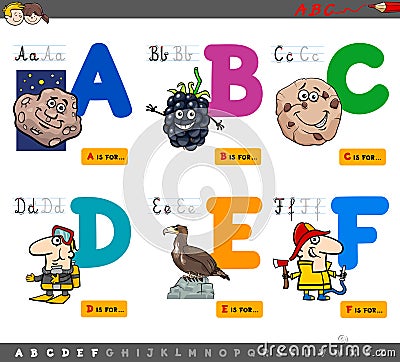 Educational cartoon alphabet letters Vector Illustration
