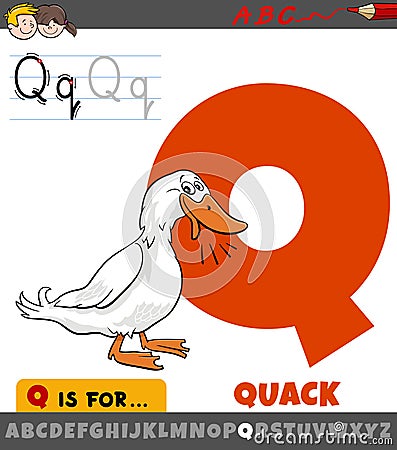 Letter Q from alphabet with quack duck sound Vector Illustration