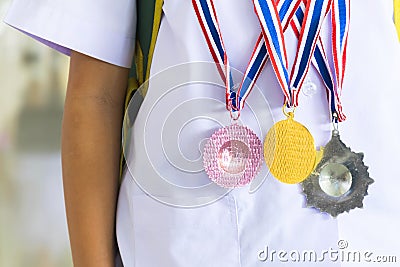 Educational examinations, silver medals, bronze medals. Stock Photo